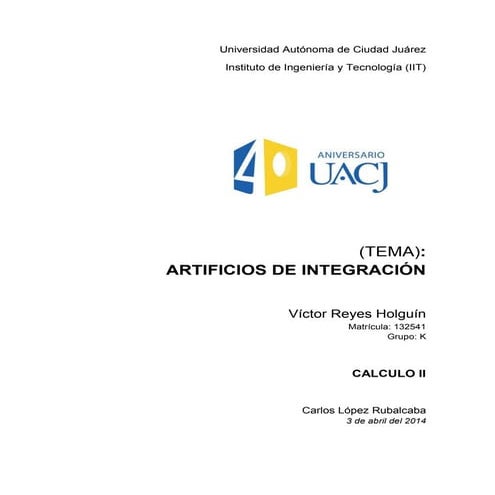 ARTIFICIOS DE INTEGRACION