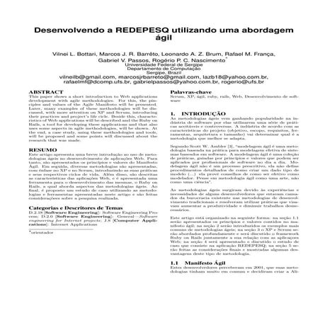 Desenvolvendo a REDEPESQ utilizando uma abordagem ágil