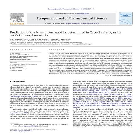 Prediction of the in vitro permeability determined in Caco-2 cells by using a...