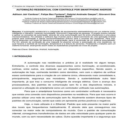 Automação Residencial com Controle por Smartphone Android