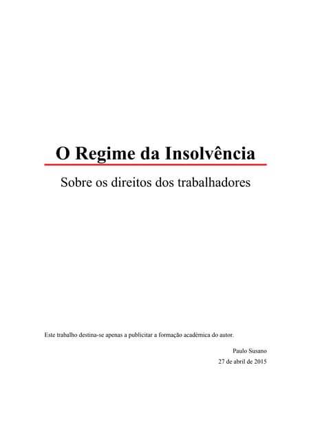 A insolvência e o direito dos trabalhadores