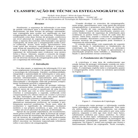 Artigo Científico - Classificação de Técnicas Esteganográficas