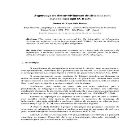 Artigo - Segurança no desenvolvimento de sistemas com metodologia ágil SCRUM
