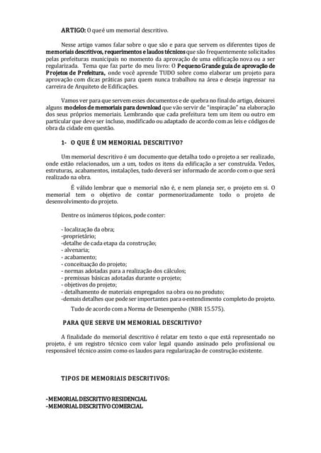 Memorial descritivo comercial | PDF