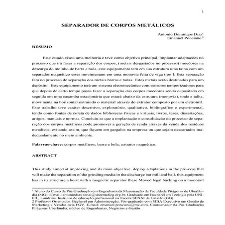 Artigo corpos metálicos Pitagoras