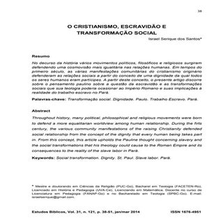 O CRISTIANISMO, ESCRAVIDÃO E TRANSF...