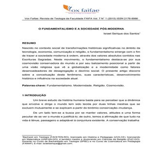 O Fundamentalismo e a Pós-modernidade