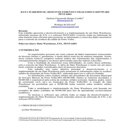 Artigo data warehouse   bd ii - 2015-1