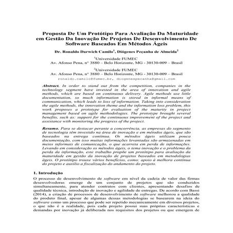 Proposta De Um Protótipo Para Avaliação Da Maturidade em Gestão Da Inovação D...