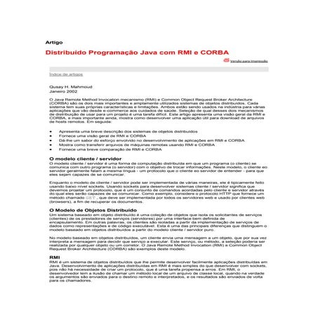 Artigo distribuidos programação java com rmi e cobra
