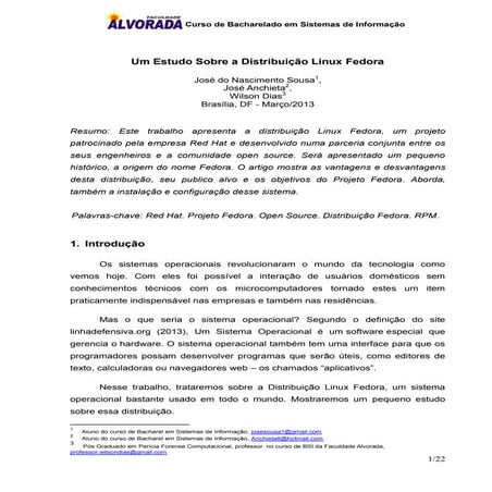 Artigo distribuição Linux Fedora
