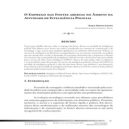 O Emprego das Fontes Abertas no Âmbito da Inteligência Policial