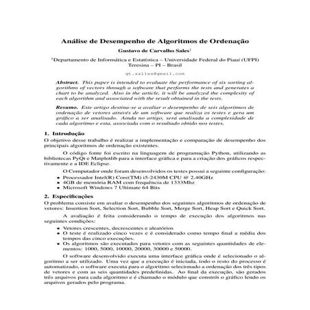 Análise de desempenho de algoritmos de ordenação