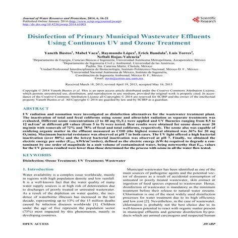 Artigo pronto!   desinfecção de efluentes primário municipal de águas residua...