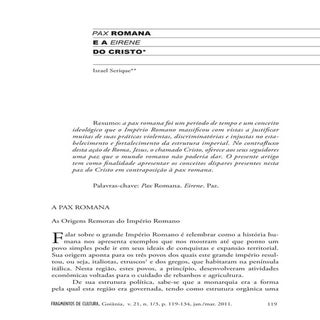 A pax romana e a eirene do Cristo