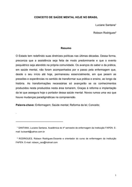 Conceito de saúde mental.