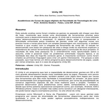 Artigo unity3 d