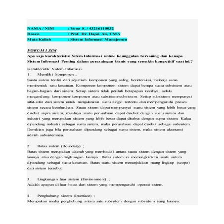 SIM 1, YONO, Prof. Dr. Hapzi Ali CMA, Sistem Informasi untuk Keunggulan Bersaing, Perusahaan dan lingkungannya,  tantangan sistem informasi global, Universitas Mercu Buana, 2017