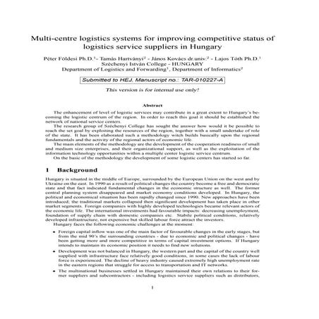 Artikel 1   multi-centre logistics systems for improving competitive status