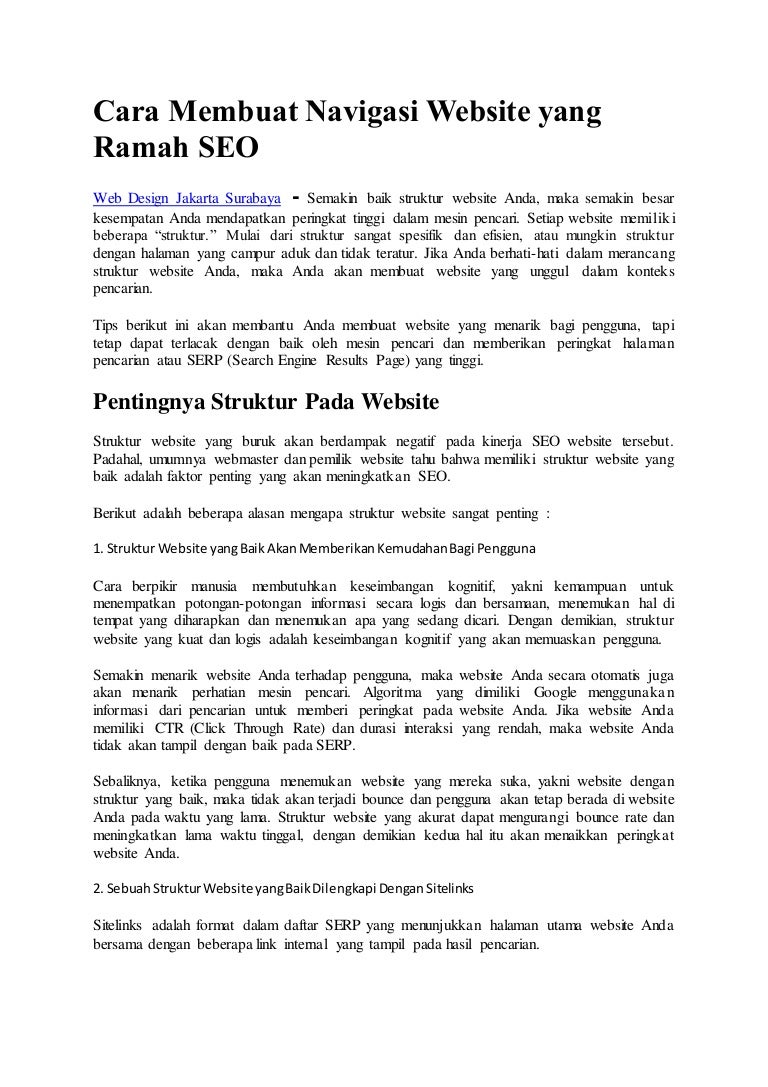 Cara Membuat Navigasi Website yang Ramah SEO Cara Membuat Navigasi Website yang Ramah SEO