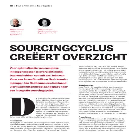 Artikel deal! april 2021 sourcingcyclus creeert overzicht