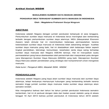 Artikel ilmiah msdm