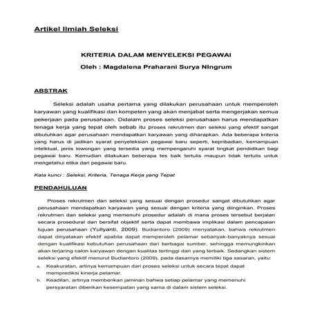 Artikel ilmiah seleksi