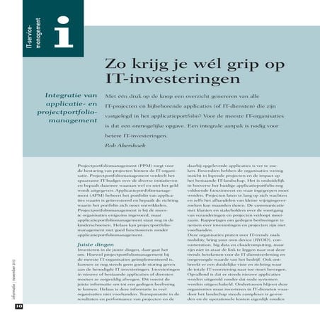 Koppelen van project- en applicatie portfoliomanagement (Informatie 2013)