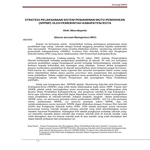 Artikel penjaminan mutu pendidikan