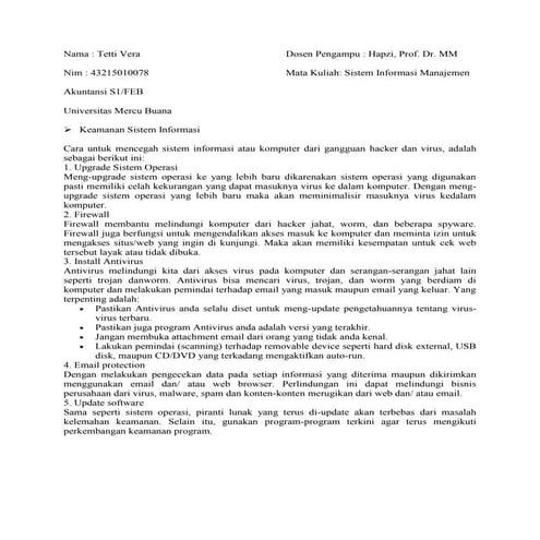 Artikel sim, tetti vera, hapzi ali, keamanan sistem informasi, universitas me...