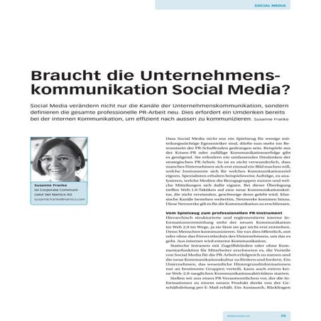 2010: Artikel Braucht die Unternehmenskommunikation Social Media?