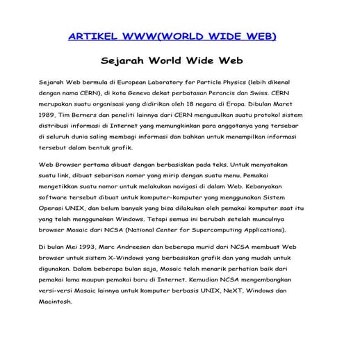 Artikel WWW (World Wide Web)