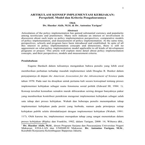 konsep implementasi kebijakan