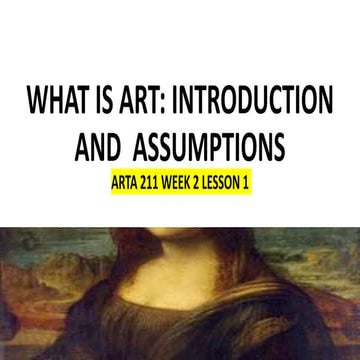 Art Introduction & Assumptions (Art Intro)