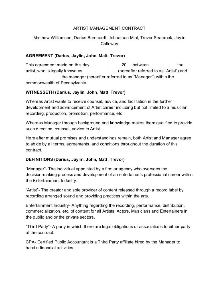 manager artist contract