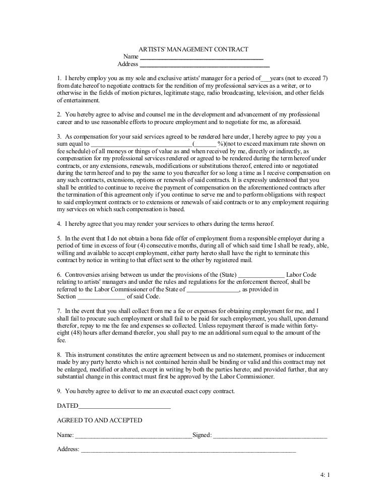 music management contract