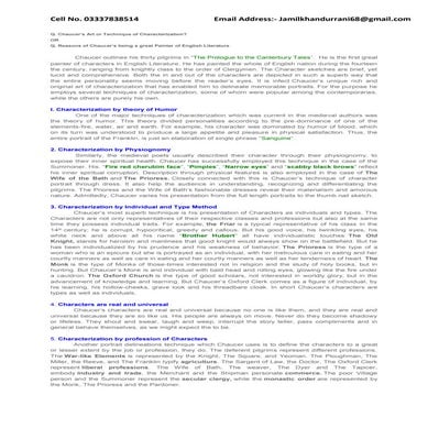 Art of characterization of Canterbury Tales