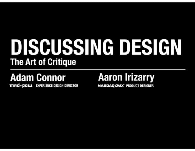  Discussing Design: The Art of Critique