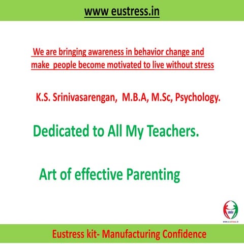 Art of  Effective parenting- Eustress Nurture Foundation
