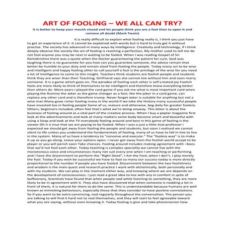 ART OF FOOLING – WE ALL CAN TRY? | PDF