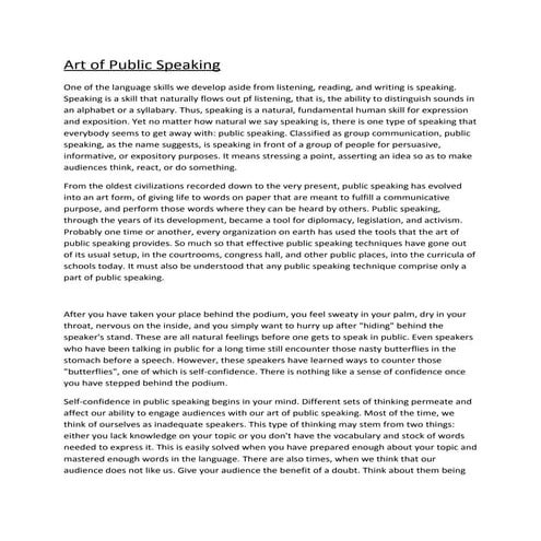 Art of public speaking