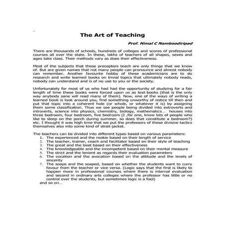 Art of Teaching