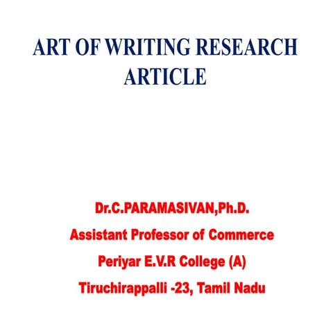 Art of writing research article