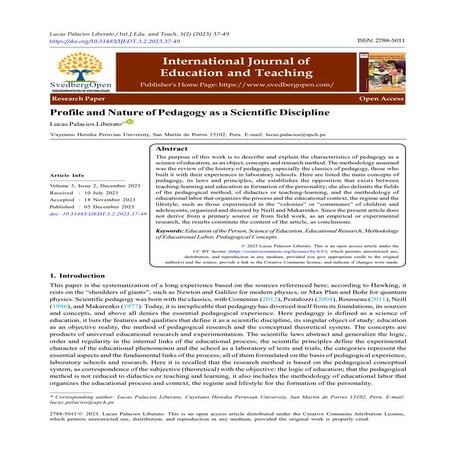 Profile and Nature of Pedagogy as a Scientific Discipline