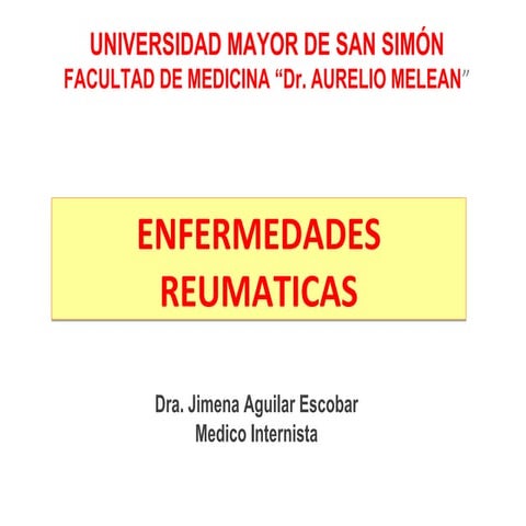Fisiopatologia de la Artritis reumatoidea, Univerisidad  Mayor de San Simon