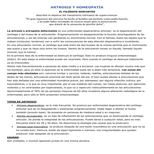Artrosis y homeopatía