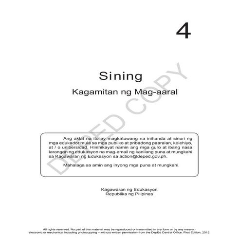 K TO 12 GRADE 4 LEARNER’S MATERIAL IN ARTS (Q1-Q4)