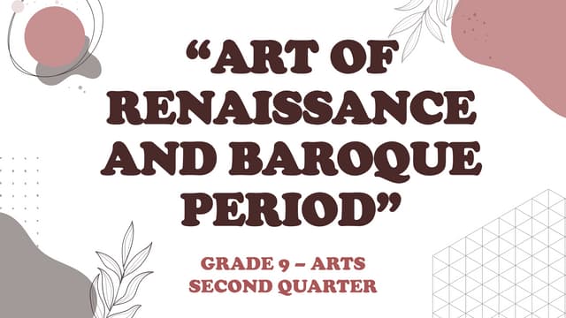 Mapeh 9 Arts Of Renaissance And Baroque Period Pptx