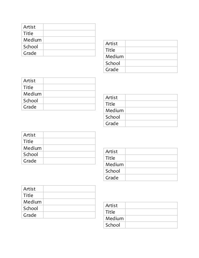 Art show display tags