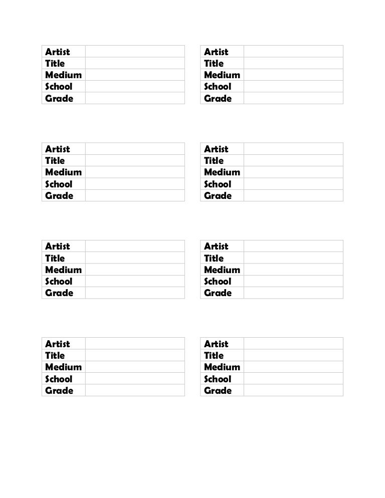 Art show display tags